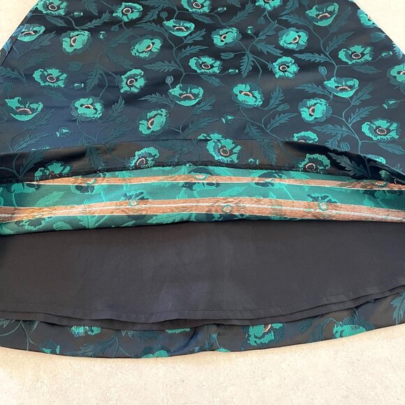 J. Crew Women's Knee Length Skirt Size 10 Black with Green Flowers NWT - Picture 7 of 10